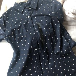 Bee Print Cotton Button Down Shirt